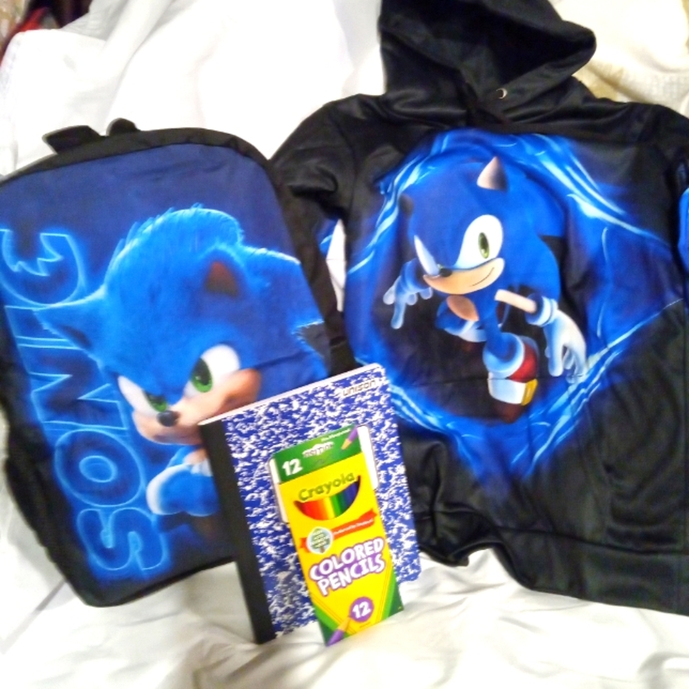 Sonic the hedge hog backpack & hoodie bundle - Picture 1 of 3